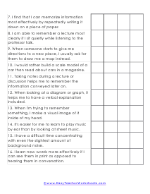 Visual Learner Worksheet