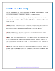 Cornell's 5Rs Worksheet