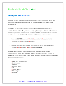 Study Methods Worksheet