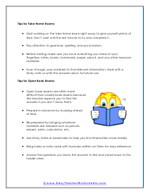 Tips for Take Home Exams Worksheet