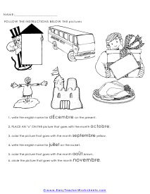 Following Directions in French Worksheet
