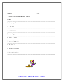 spanish greetings worksheet