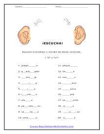 Spanish Spelling Worksheets
